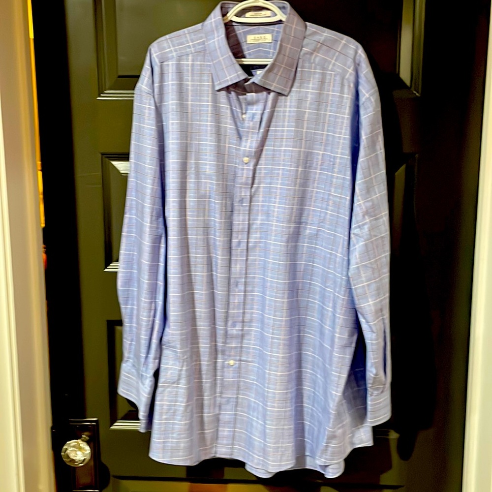 Blue with brown stripe dress shirt